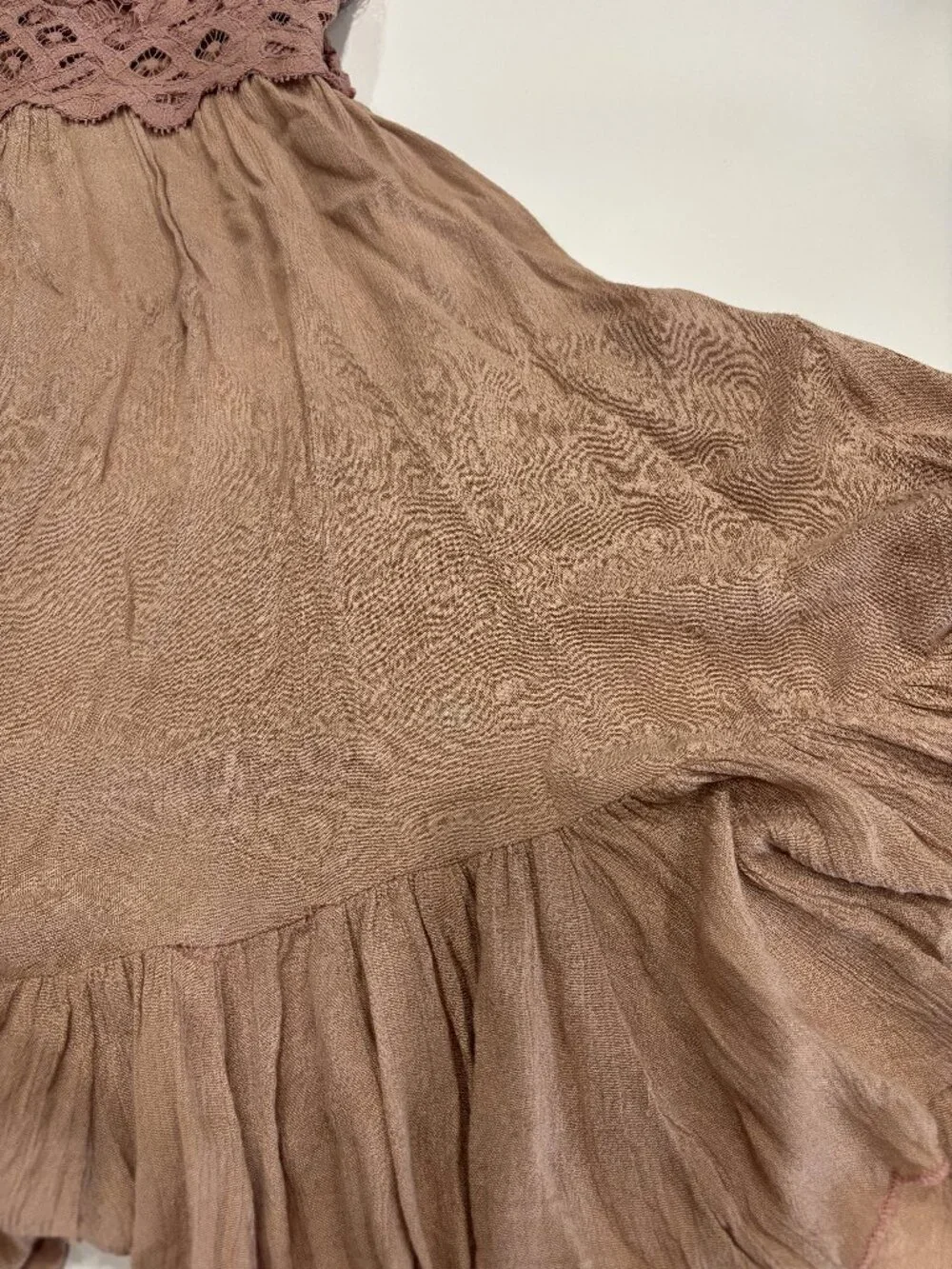 Medium Free People One Flare Mini Dress Spaghetti Strap Lace Embroidered Stretch